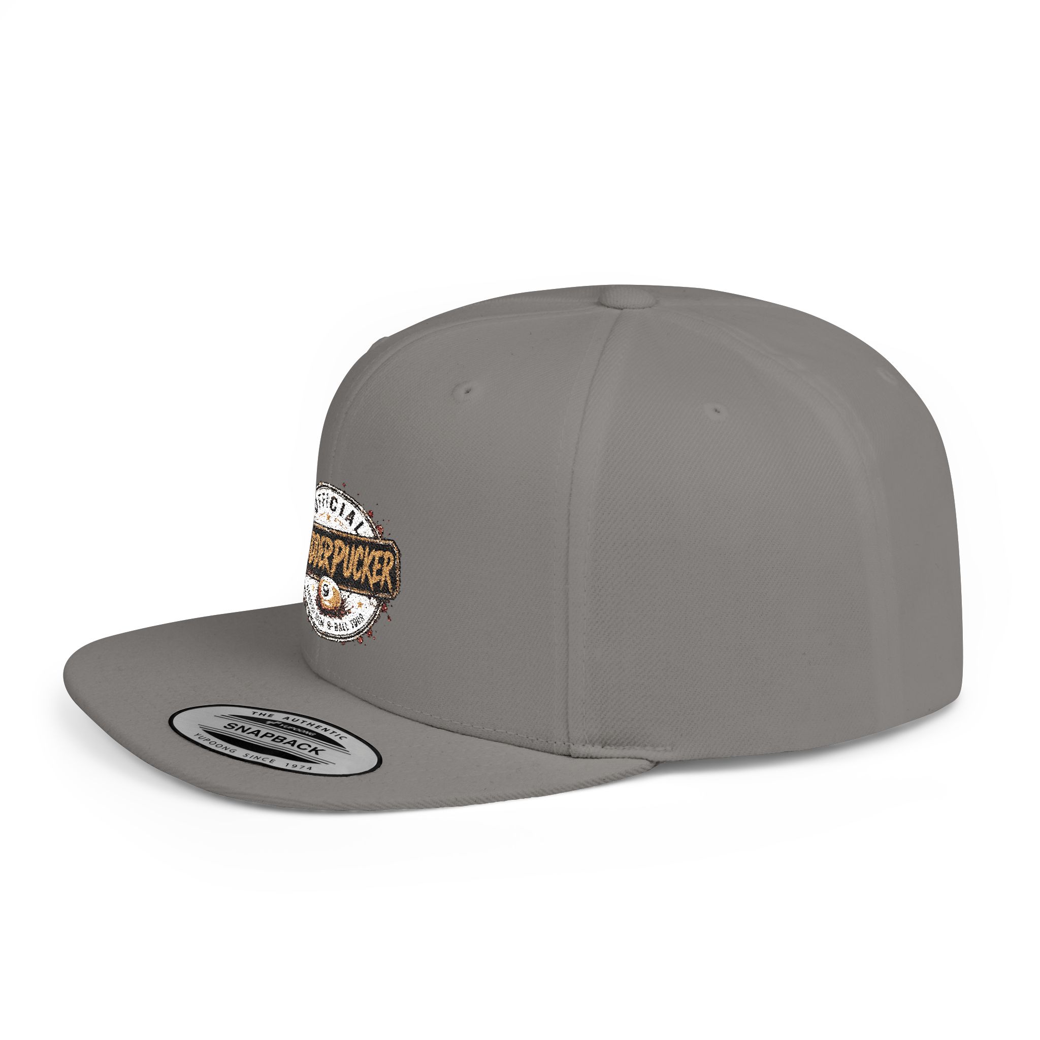 Flat Bill Snapback Hat — Distressed "Official MudderPucker" Logo Embroidered Cap - Image 11