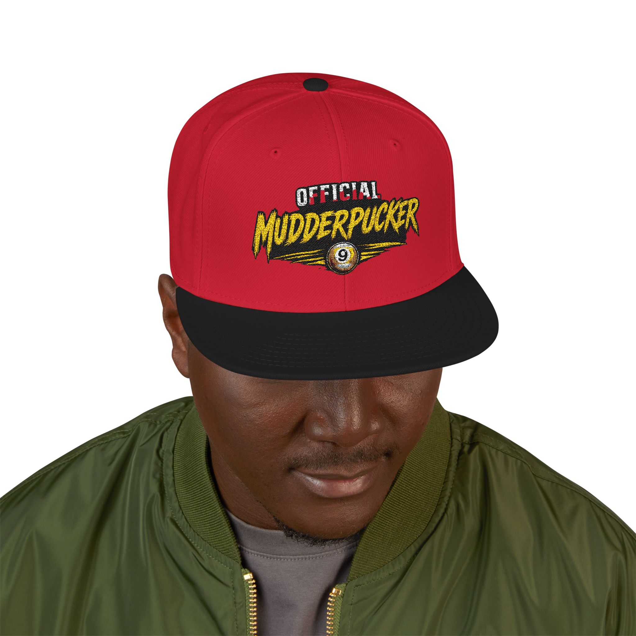 Original Mudderpucker Snapback Hat | Embroidered Flat Bill Cap - Image 23