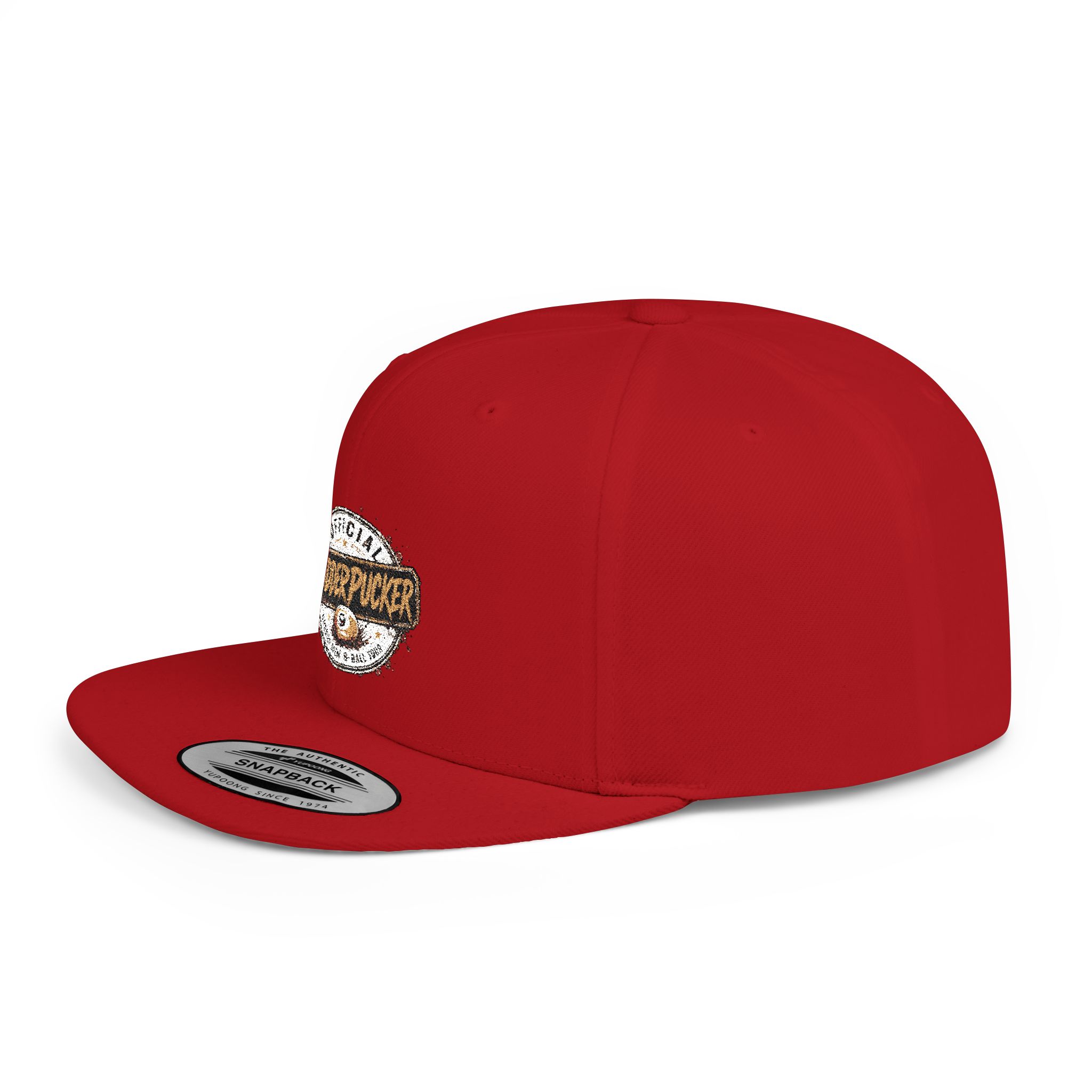Flat Bill Snapback Hat — Distressed "Official MudderPucker" Logo Embroidered Cap - Image 67