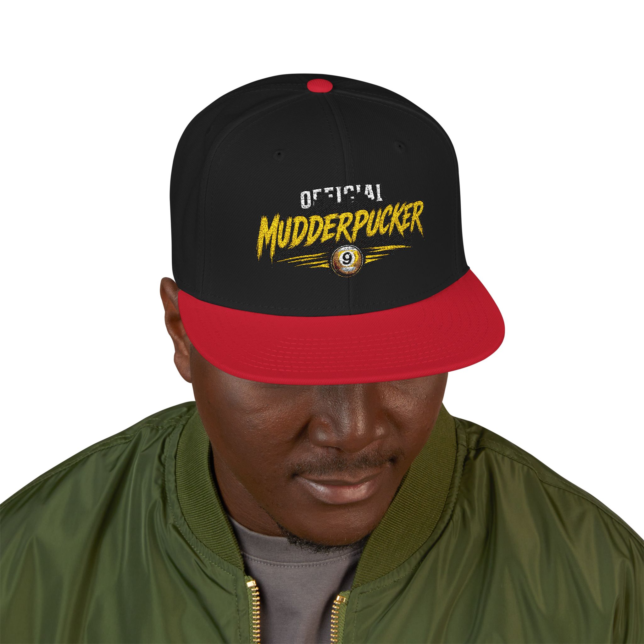 Original Mudderpucker Snapback Hat | Embroidered Flat Bill Cap - Image 35
