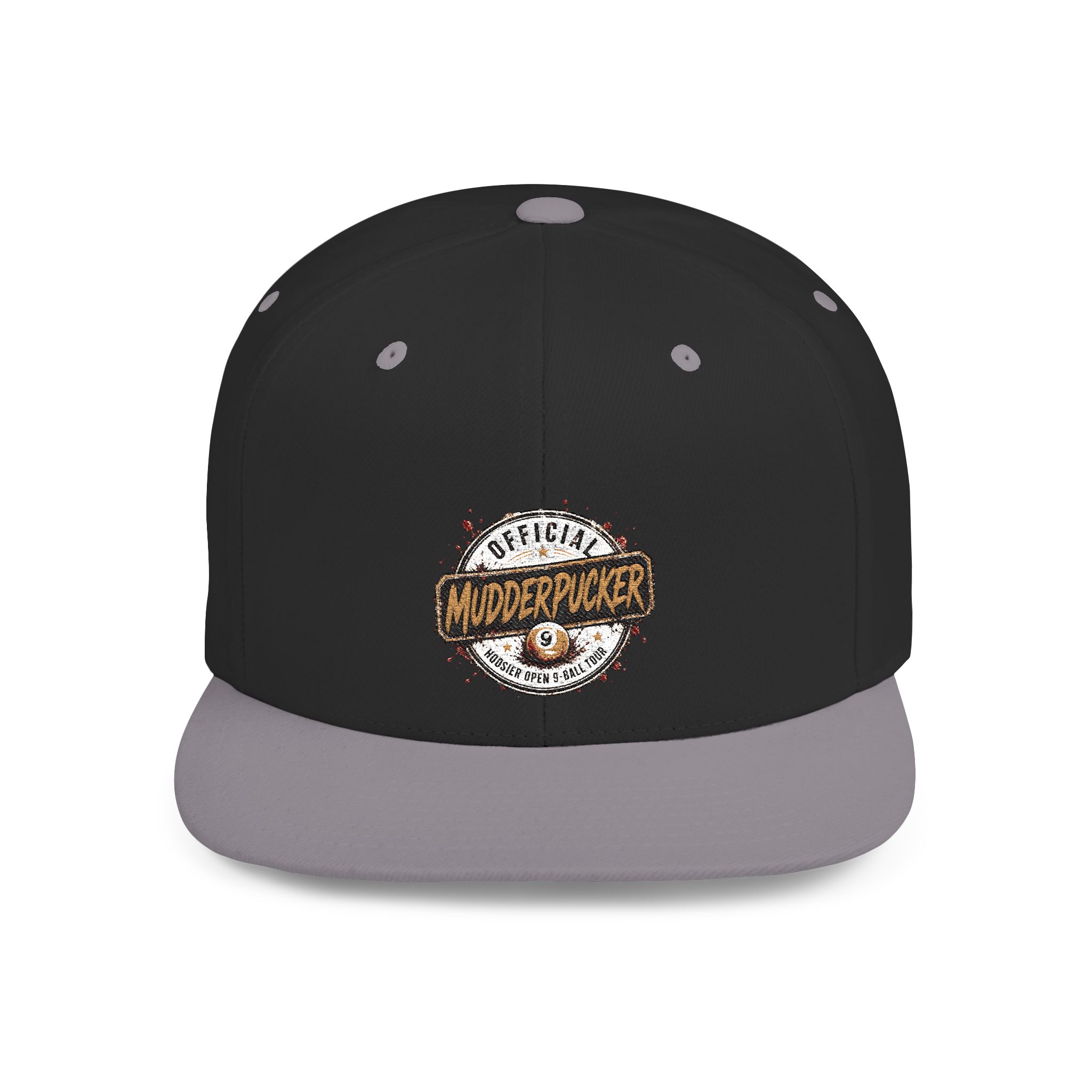 Flat Bill Snapback Hat — Distressed "Official MudderPucker" Logo Embroidered Cap - Image 81