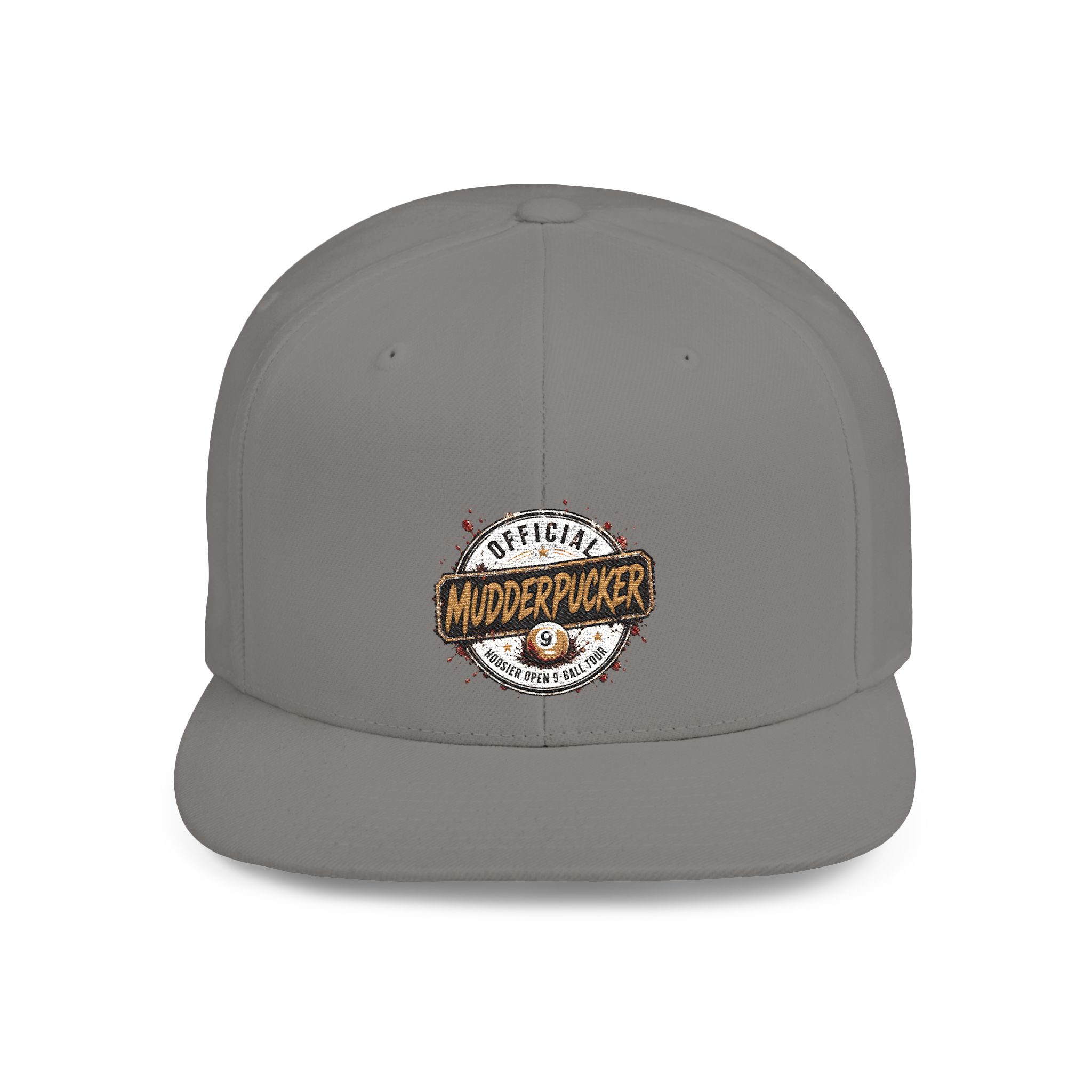 Flat Bill Snapback Hat — Distressed "Official MudderPucker" Logo Embroidered Cap - Image 9