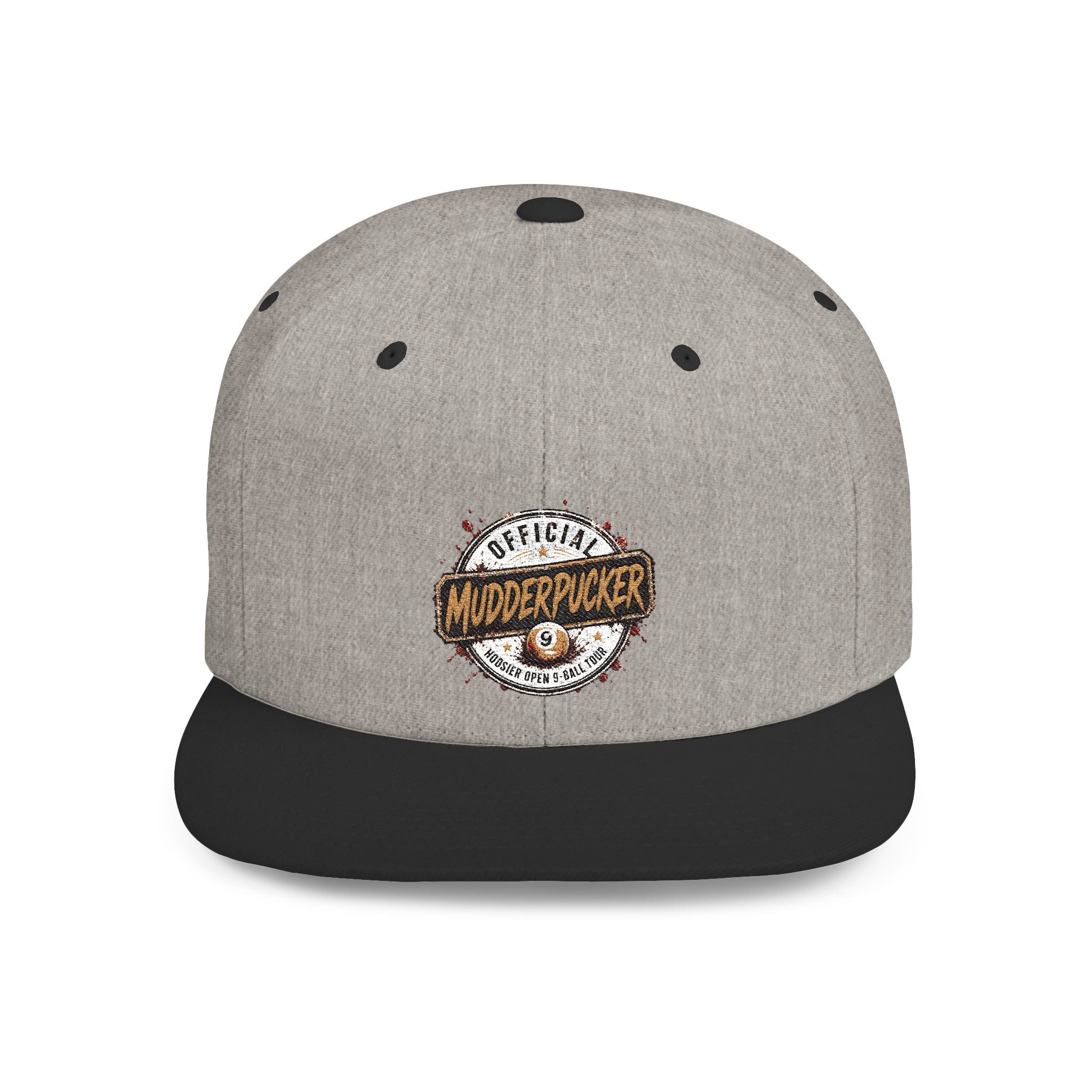 Flat Bill Snapback Hat — Distressed "Official MudderPucker" Logo Embroidered Cap - Image 49