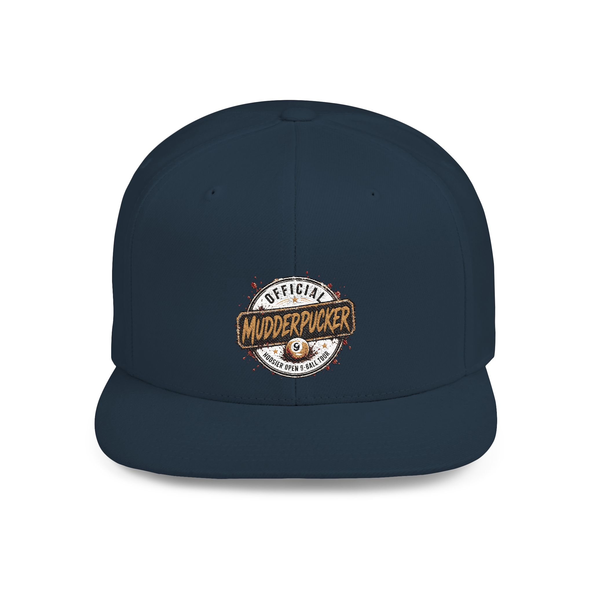 Flat Bill Snapback Hat — Distressed "Official MudderPucker" Logo Embroidered Cap - Image 37