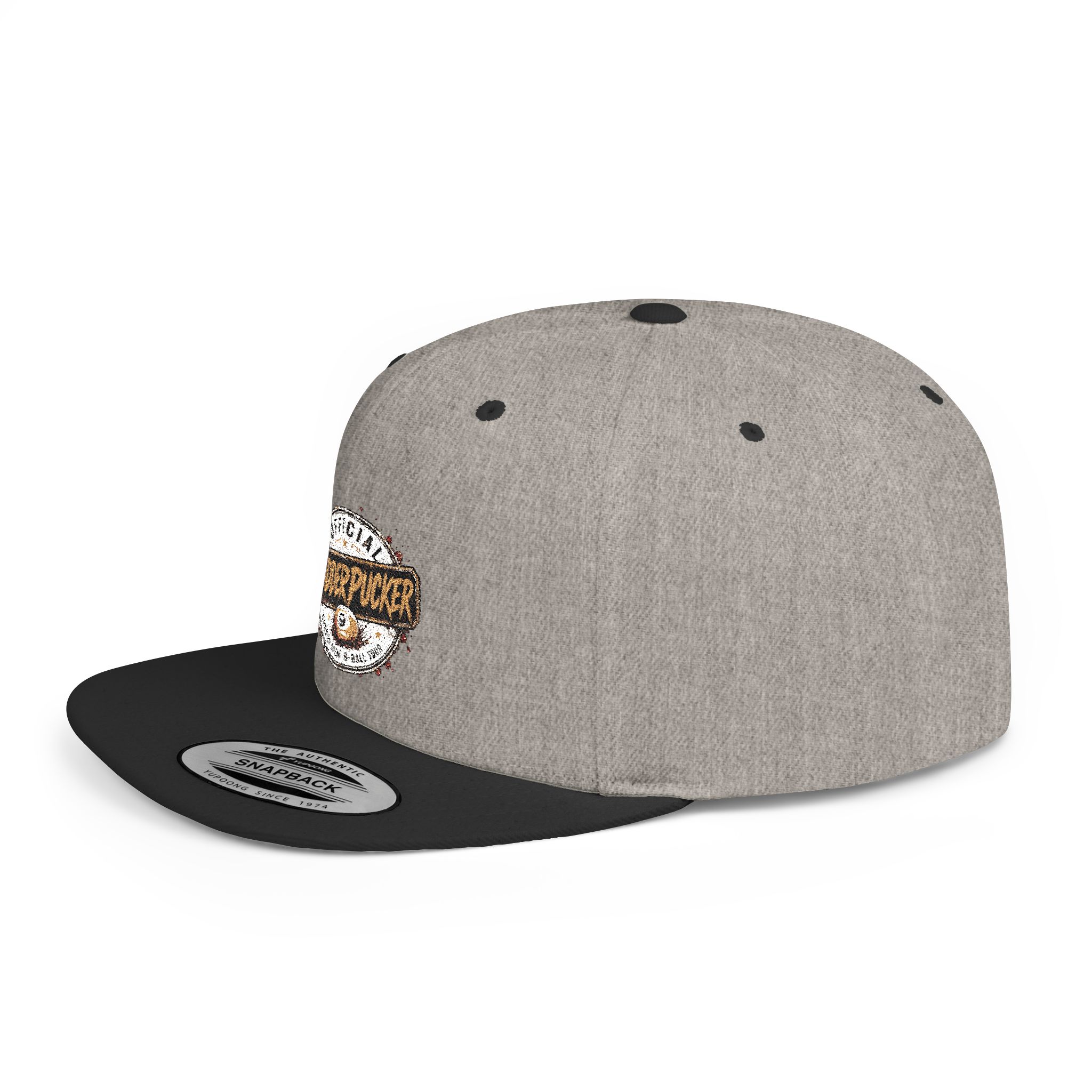 Flat Bill Snapback Hat — Distressed "Official MudderPucker" Logo Embroidered Cap - Image 51