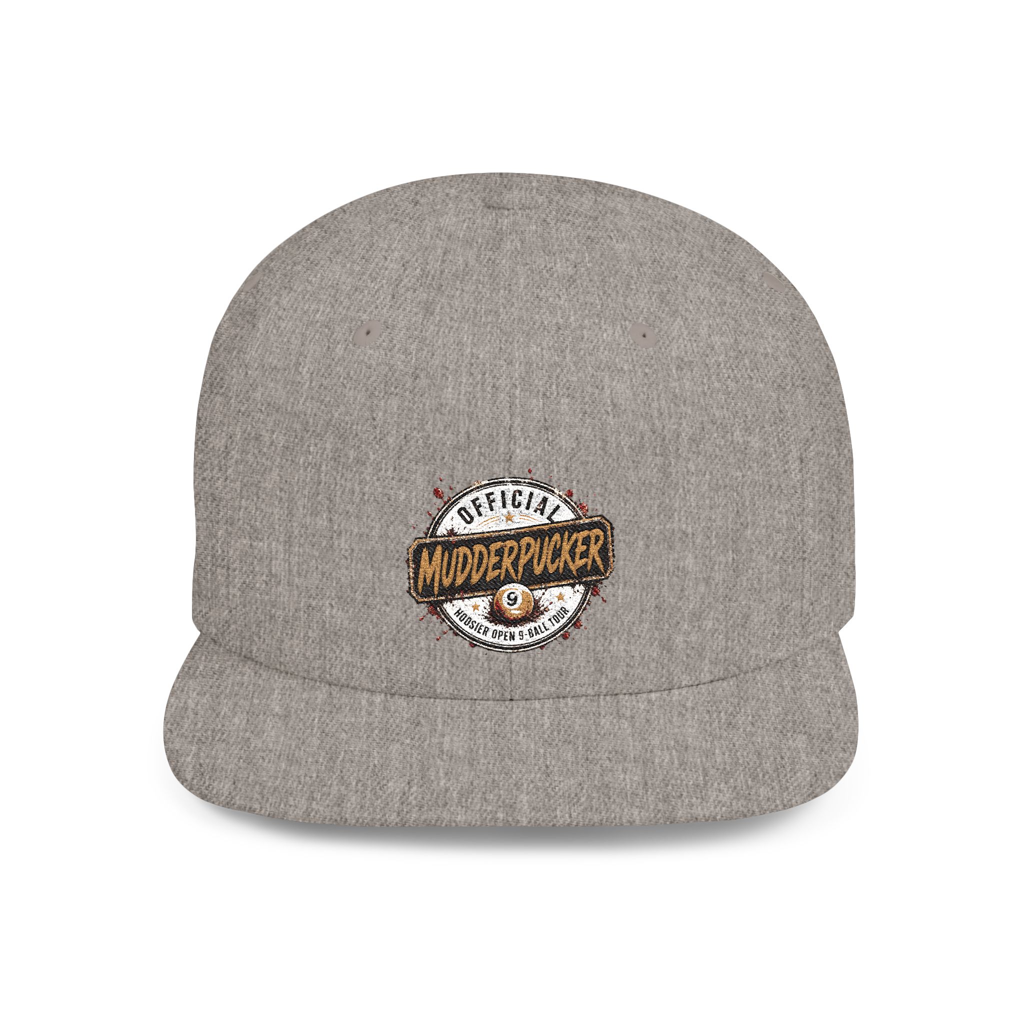 Flat Bill Snapback Hat — Distressed "Official MudderPucker" Logo Embroidered Cap - Image 57