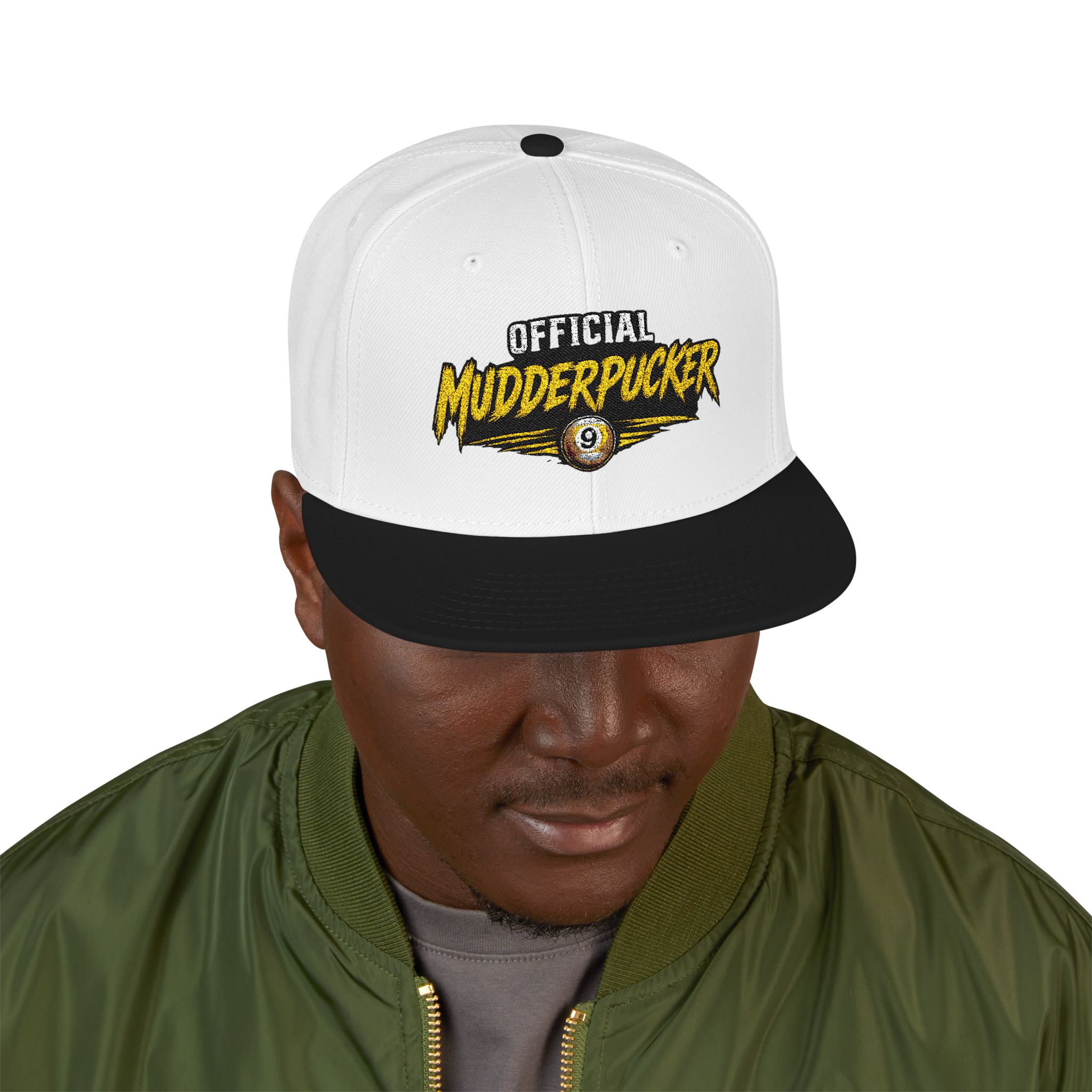 Original Mudderpucker Snapback Hat | Embroidered Flat Bill Cap - Image 43