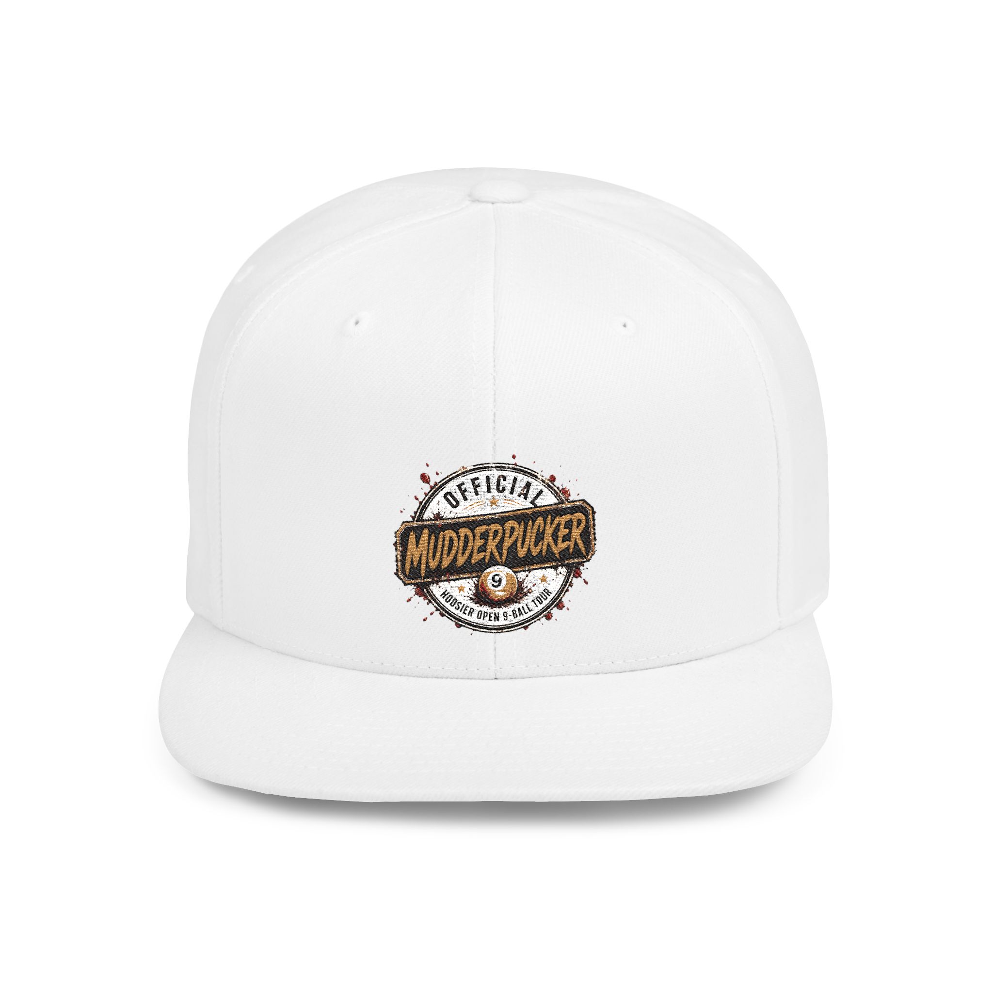 Flat Bill Snapback Hat — Distressed "Official MudderPucker" Logo Embroidered Cap - Image 5