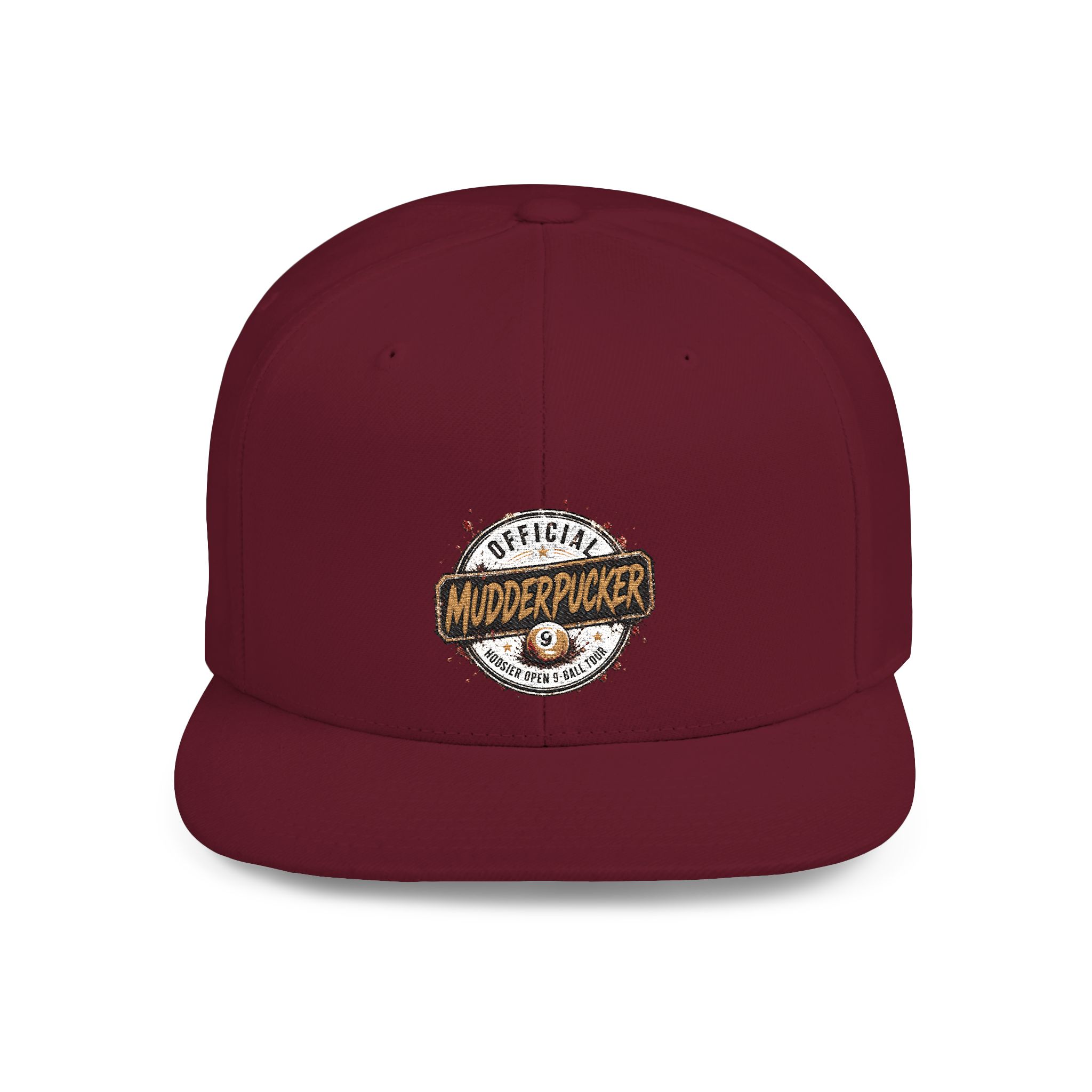 Flat Bill Snapback Hat — Distressed "Official MudderPucker" Logo Embroidered Cap - Image 69