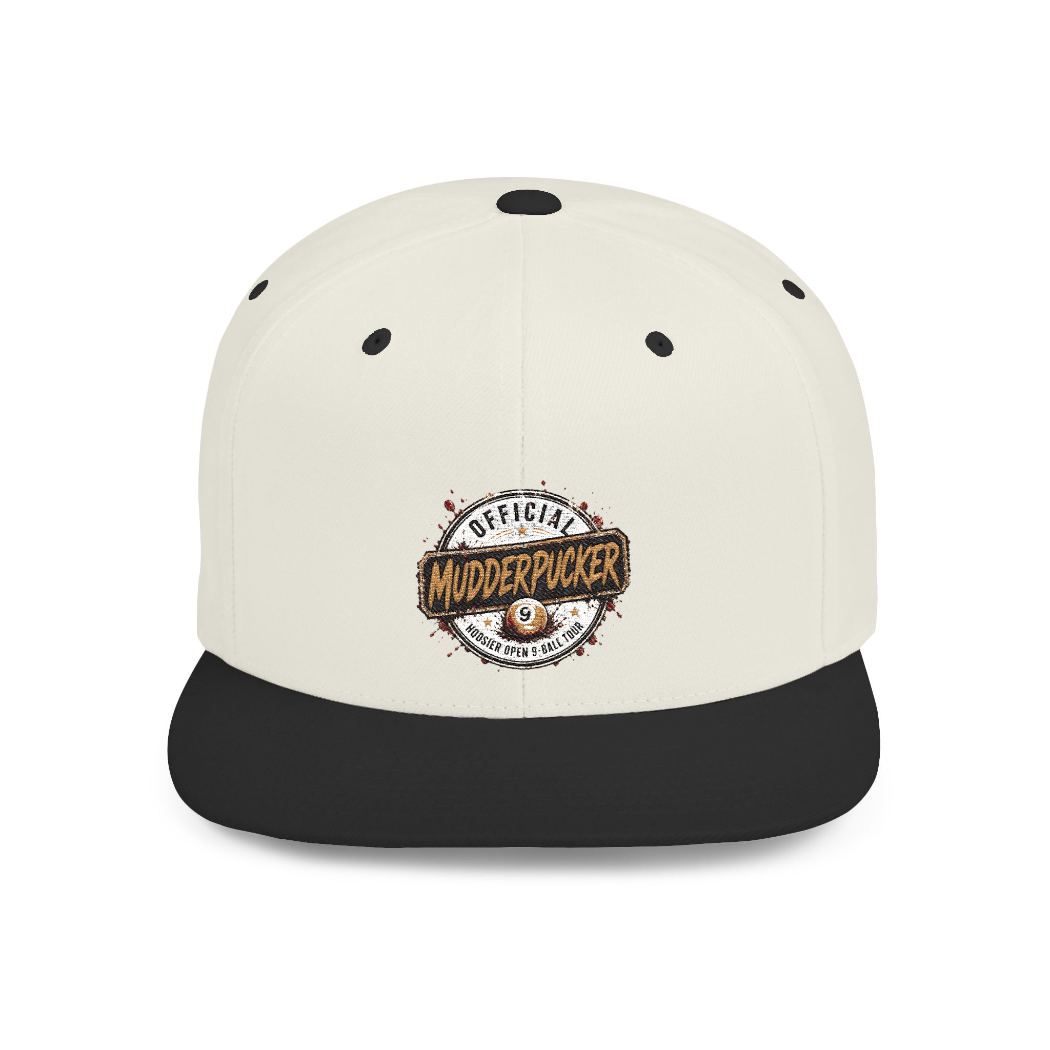 Flat Bill Snapback Hat — Distressed "Official MudderPucker" Logo Embroidered Cap - Image 53