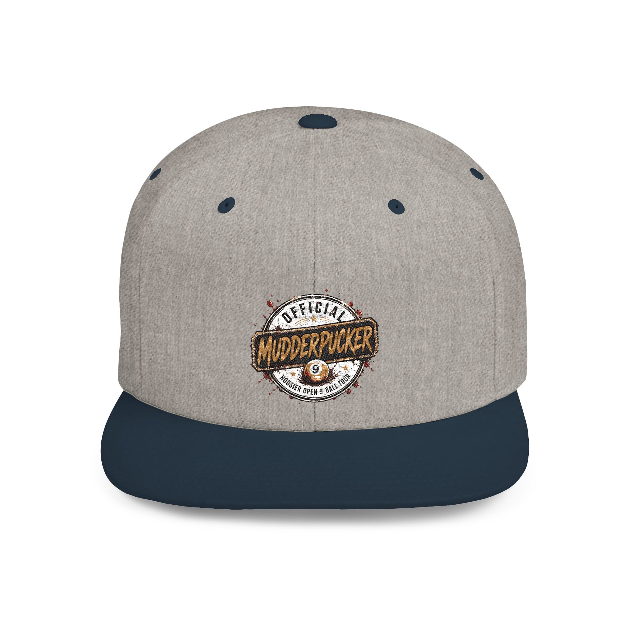 Flat Bill Snapback Hat — Distressed "Official MudderPucker" Logo Embroidered Cap - Image 33