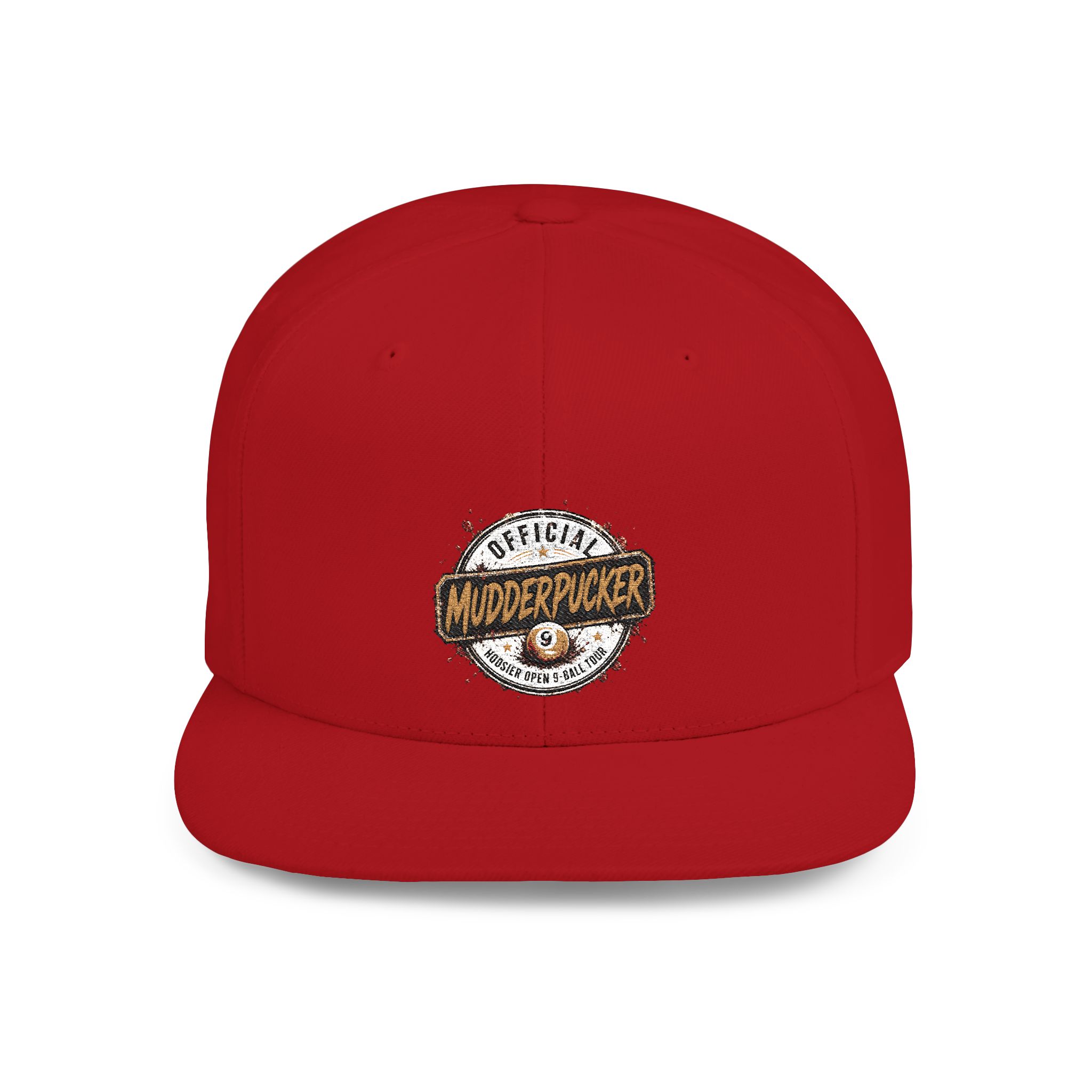 Flat Bill Snapback Hat — Distressed "Official MudderPucker" Logo Embroidered Cap - Image 65