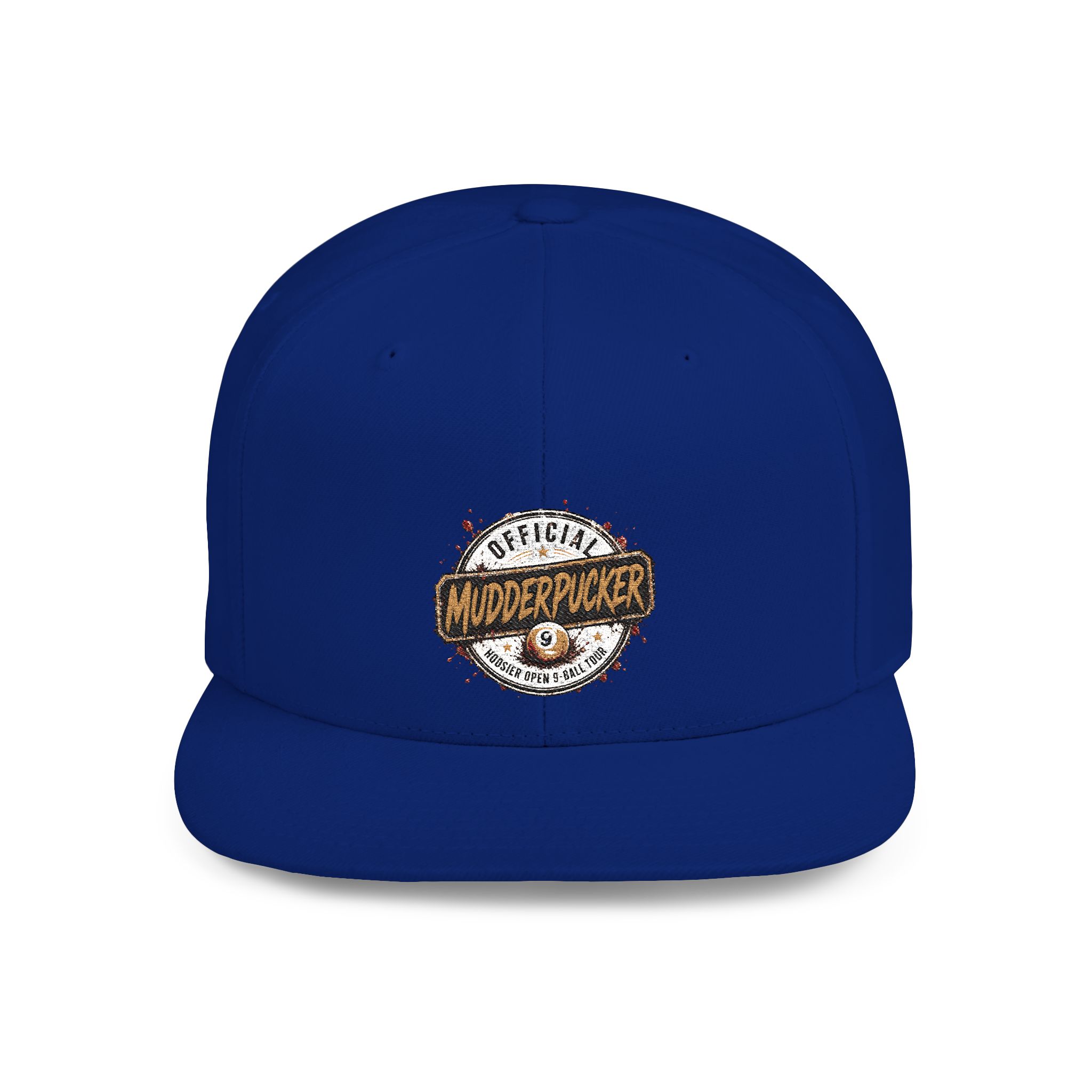 Flat Bill Snapback Hat — Distressed "Official MudderPucker" Logo Embroidered Cap - Image 25