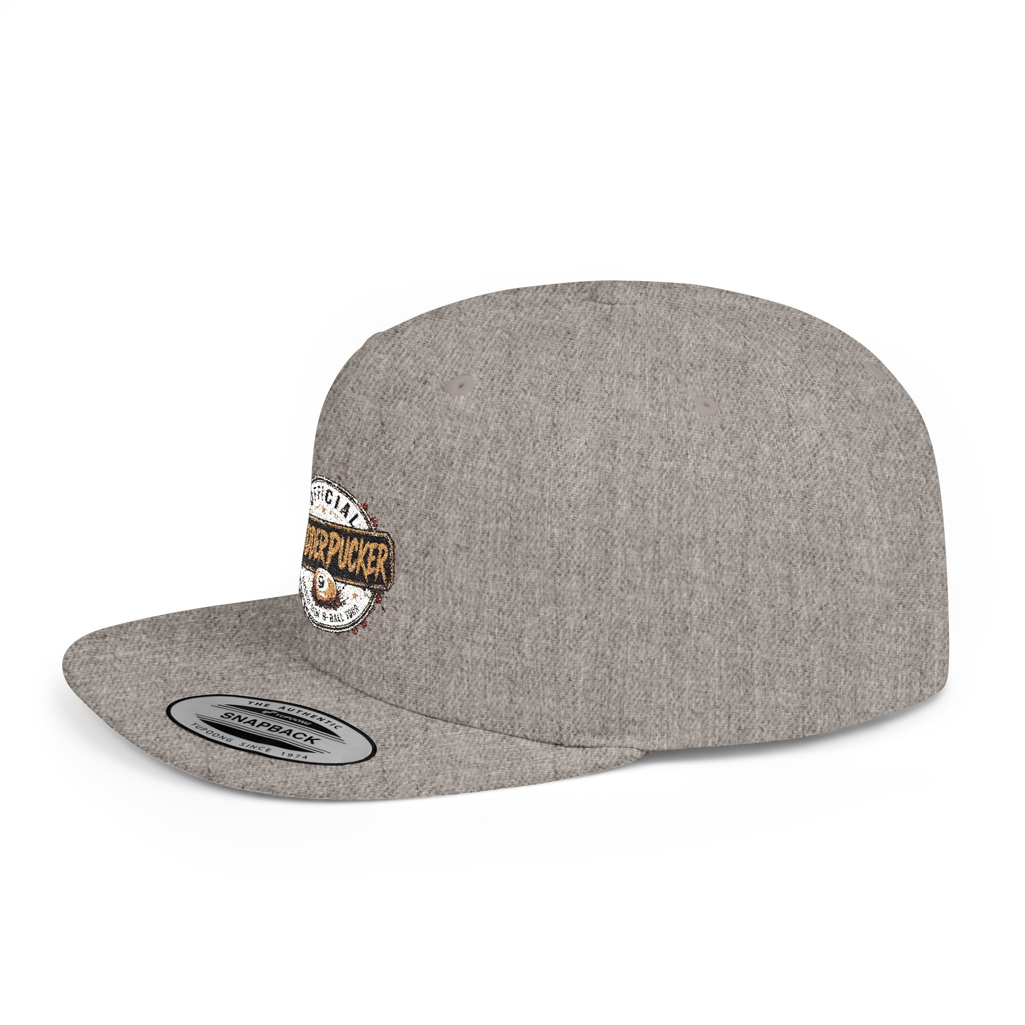 Flat Bill Snapback Hat — Distressed "Official MudderPucker" Logo Embroidered Cap - Image 59