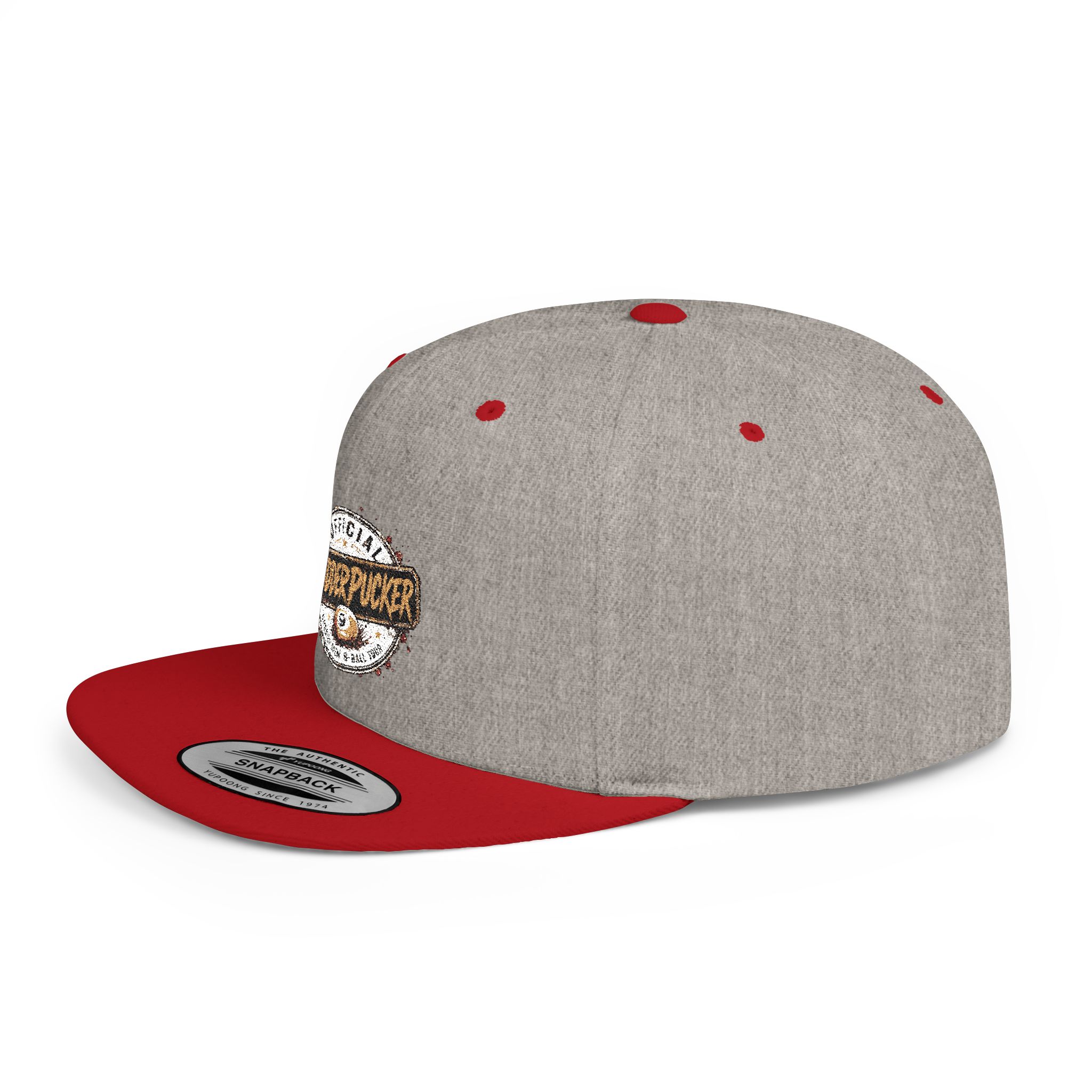 Flat Bill Snapback Hat — Distressed "Official MudderPucker" Logo Embroidered Cap - Image 3