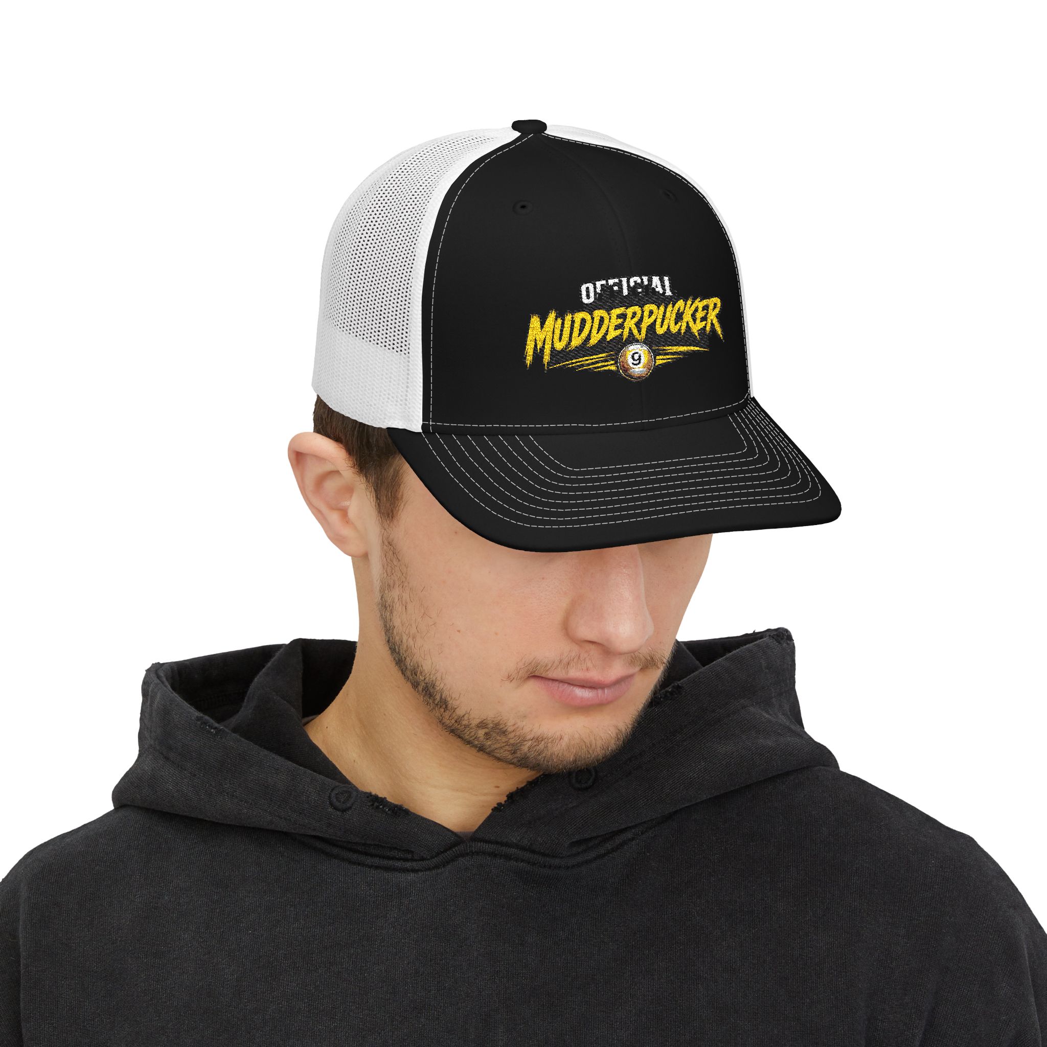 Mudderpucker Trucker Cap – Vintage Racing Logo Snapback - Image 7