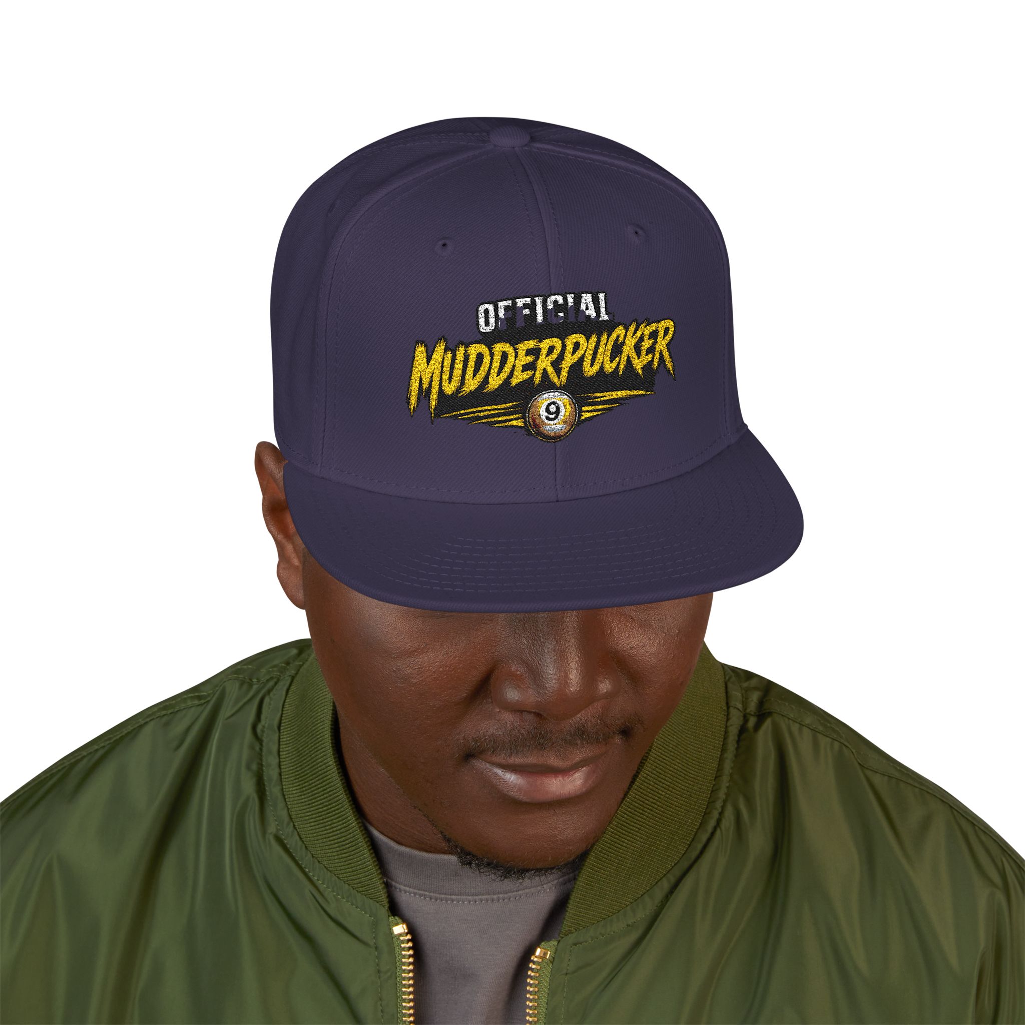 Original Mudderpucker Snapback Hat | Embroidered Flat Bill Cap - Image 47