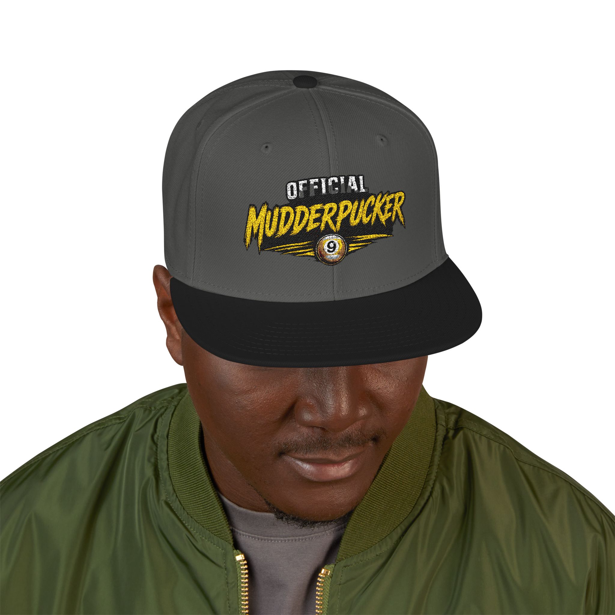 Original Mudderpucker Snapback Hat | Embroidered Flat Bill Cap - Image 7