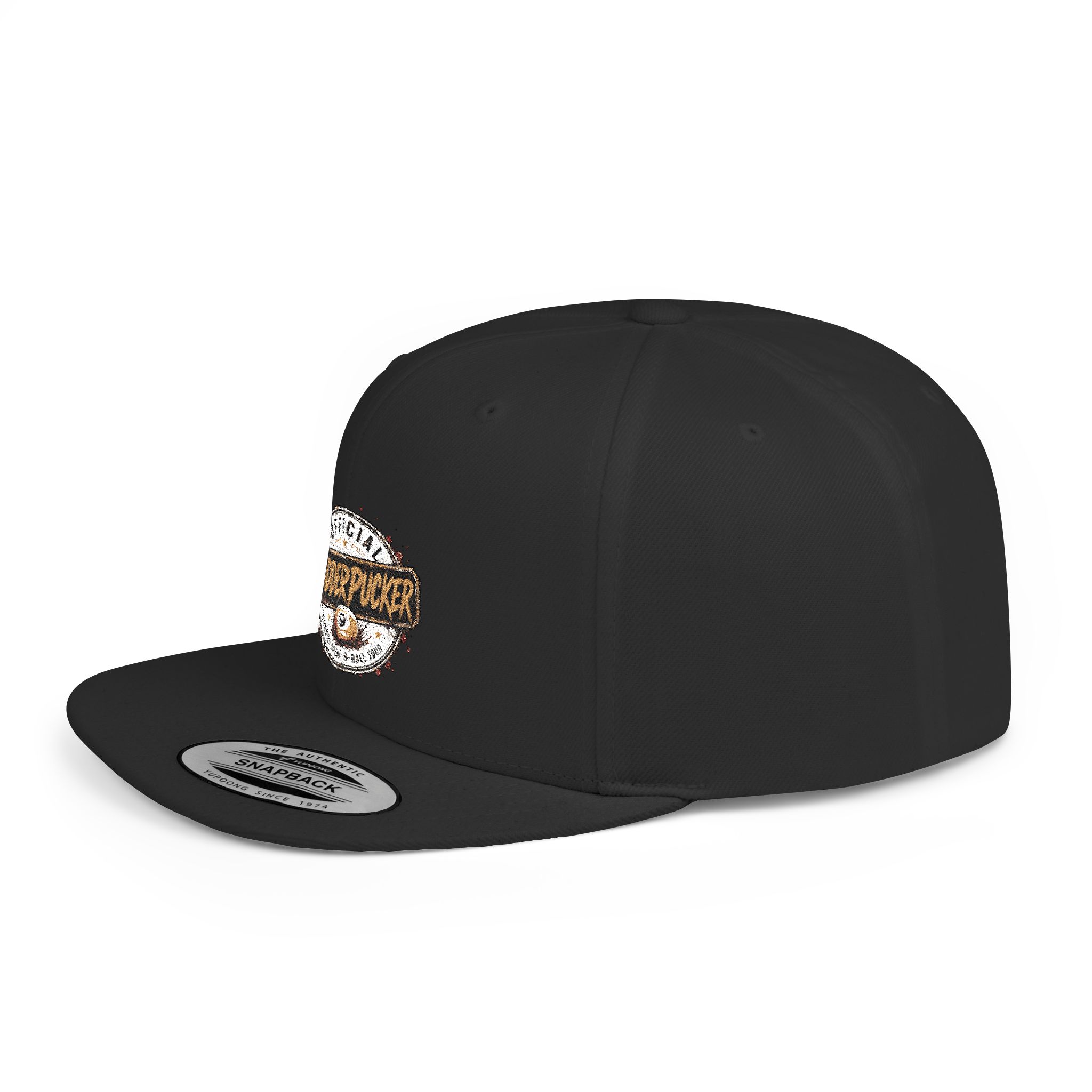 Flat Bill Snapback Hat — Distressed "Official MudderPucker" Logo Embroidered Cap - Image 47