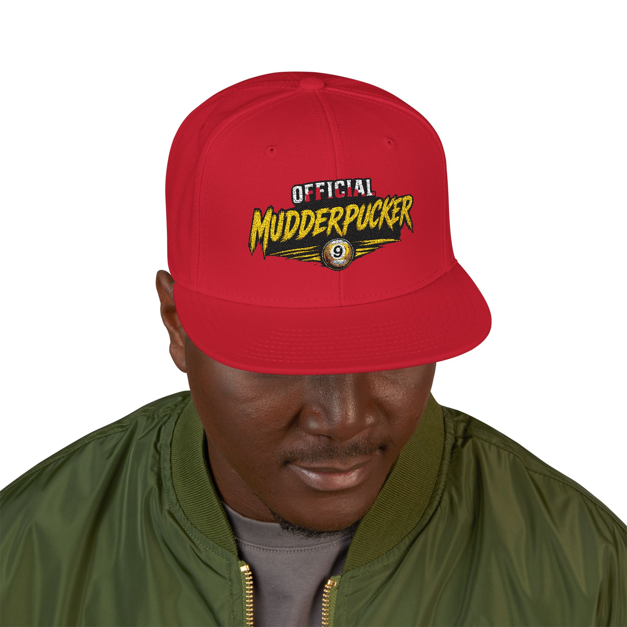 Original Mudderpucker Snapback Hat | Embroidered Flat Bill Cap - Image 51