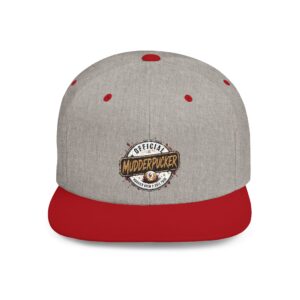 Flat Bill Snapback Hat — Distressed "Official MudderPucker" Logo Embroidered Cap