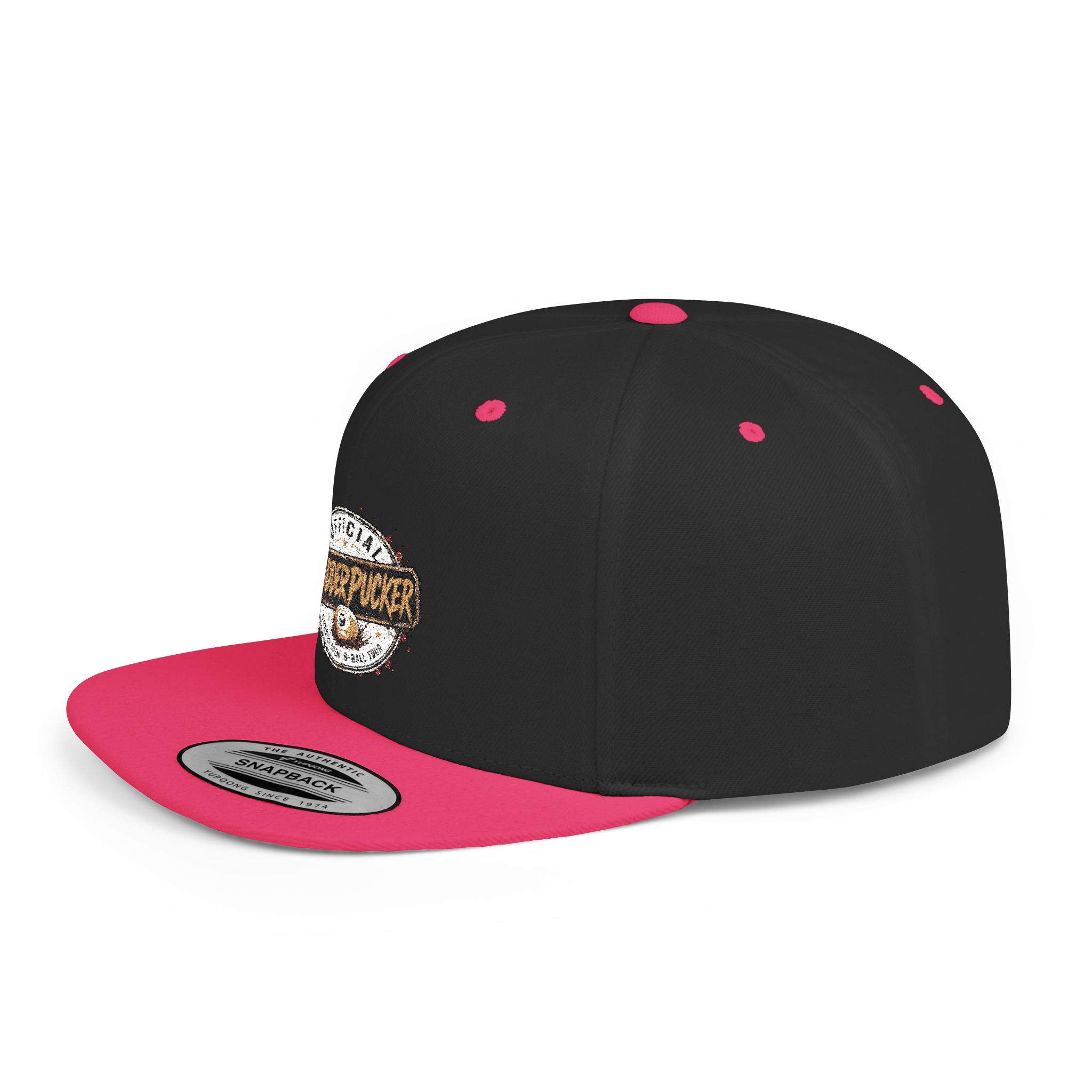 Flat Bill Snapback Hat — Distressed "Official MudderPucker" Logo Embroidered Cap - Image 75