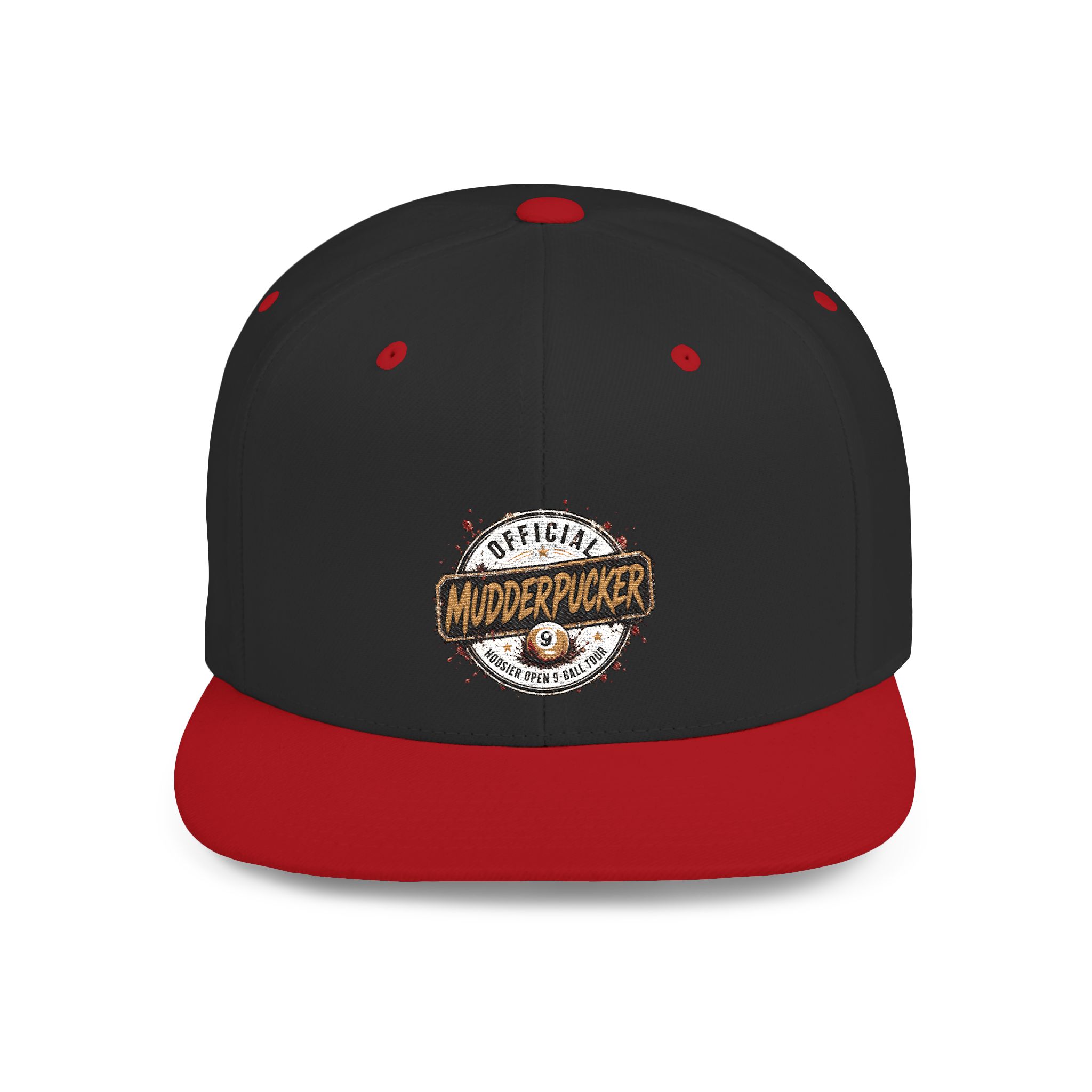 Flat Bill Snapback Hat — Distressed "Official MudderPucker" Logo Embroidered Cap - Image 77