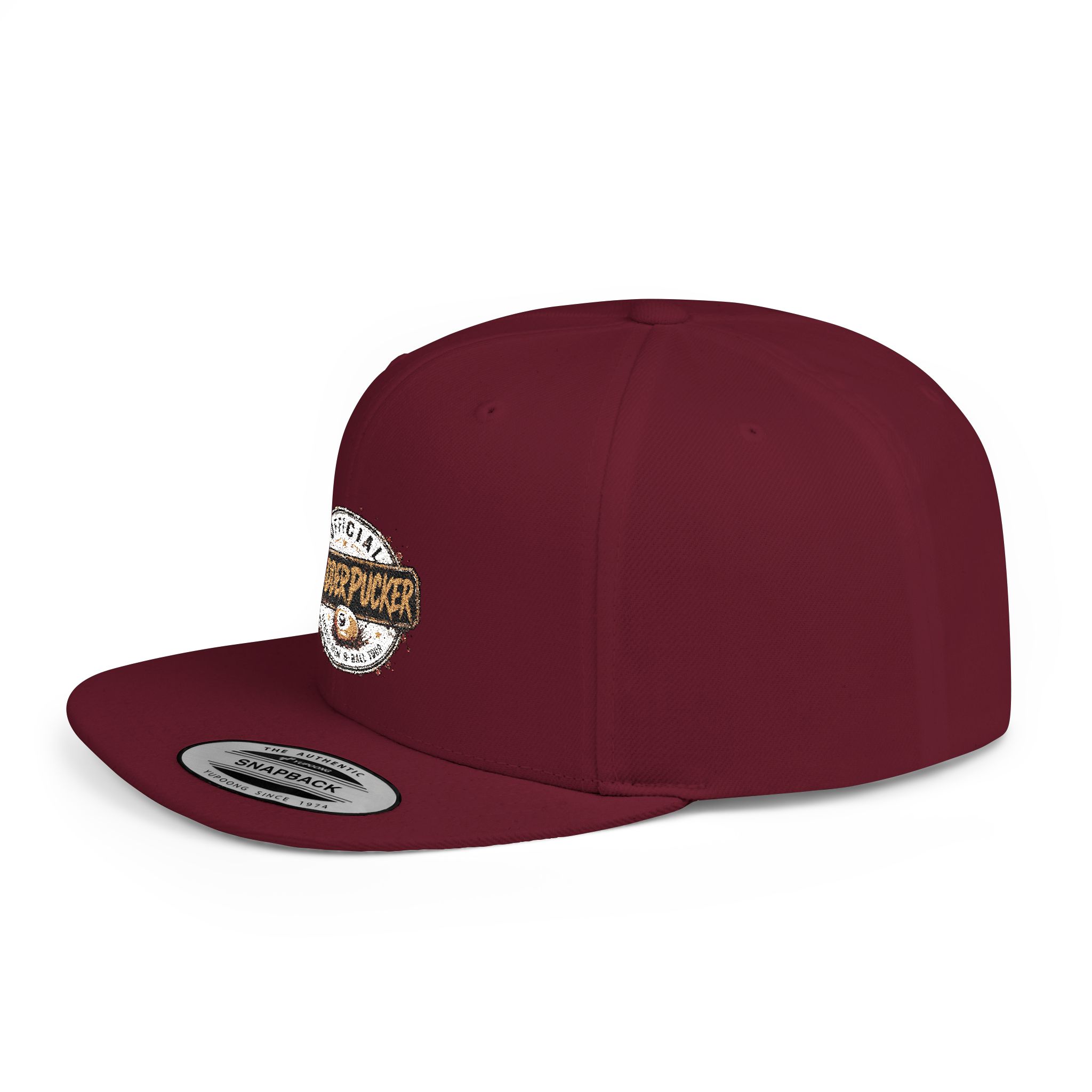 Flat Bill Snapback Hat — Distressed "Official MudderPucker" Logo Embroidered Cap - Image 71