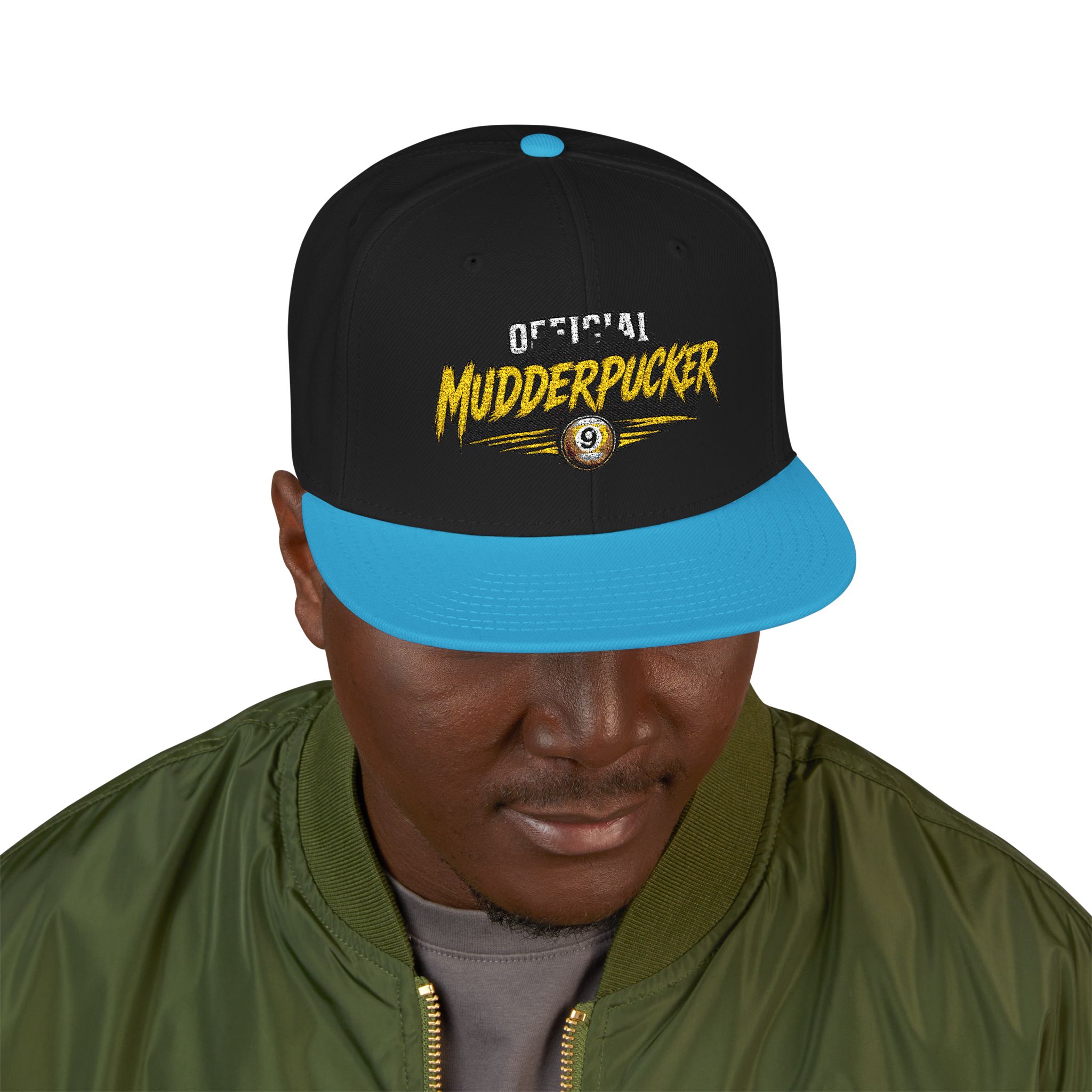 Original Mudderpucker Snapback Hat | Embroidered Flat Bill Cap - Image 15