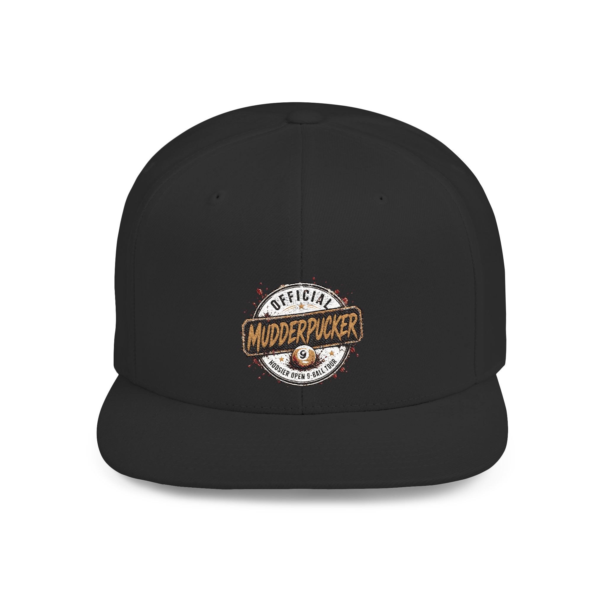 Flat Bill Snapback Hat — Distressed "Official MudderPucker" Logo Embroidered Cap - Image 45