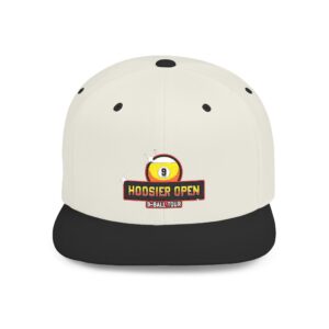 Pool Tournament Snapback Cap — "Hoosier Open" 9-Ball Embroidered Flat Bill